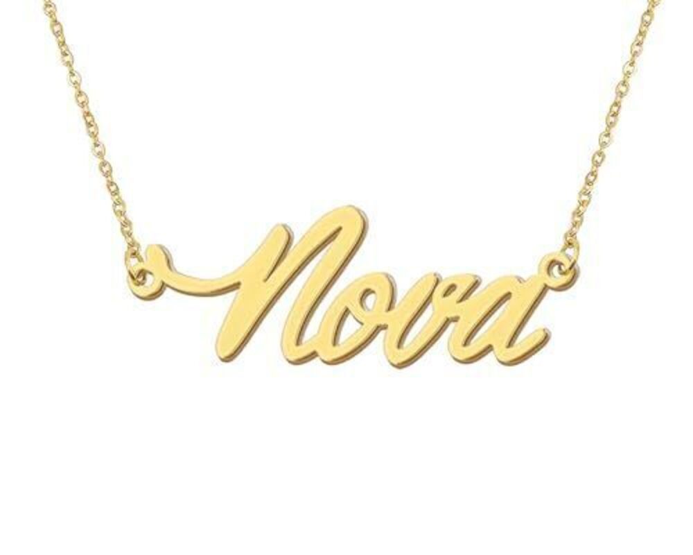 1938 Nova Name Necklaces Stainless Steel 18k Gold Plated Charm Nameplate